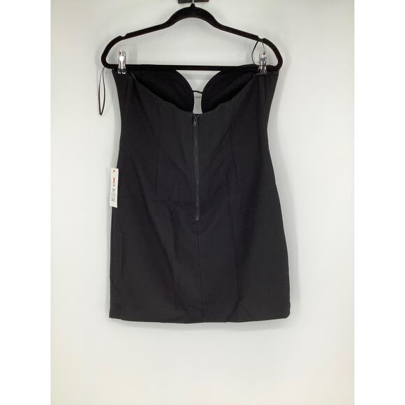 Bardot Size 10/XL Black Mini Eleni Dress Strapless Cut-Out Contoured Neck I14-12 - Picture 7 of 13